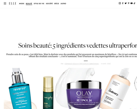 Veriphy Skincare featured in Elle Magazine