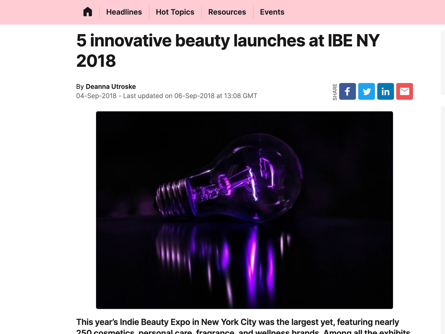5 Innovative Beauty Launches at IBE NY 2018 | Veriphy Skincare featured in a Magazine 