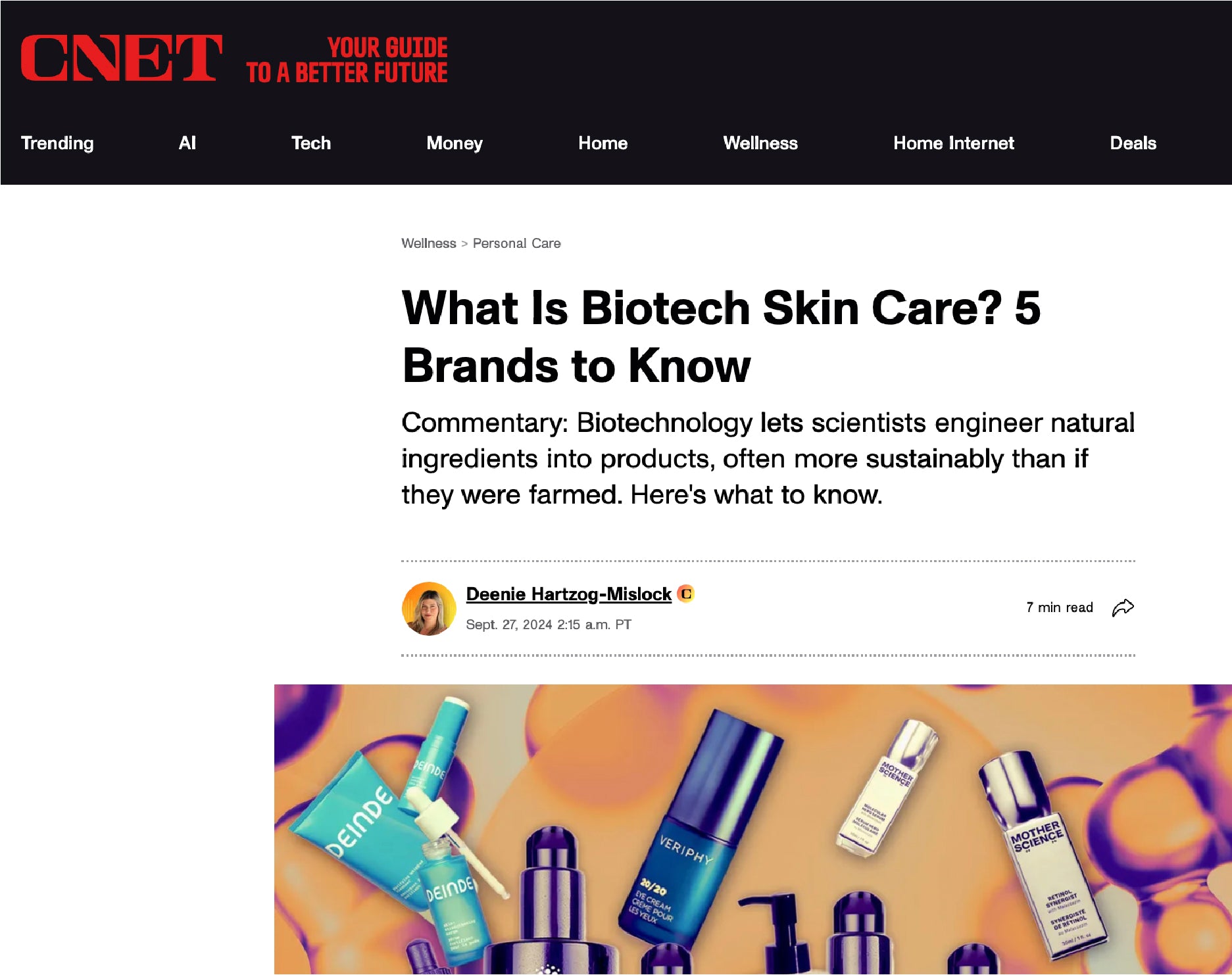 Veriphy Skincare featured in CNET MAGAZINE