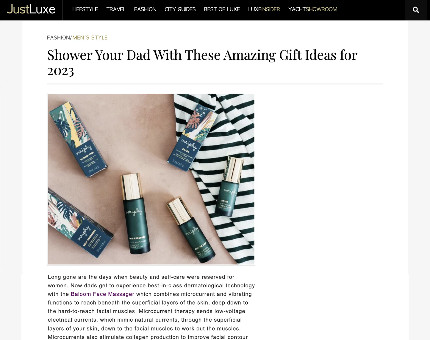 Veriphy Skincare Featured In Just Luxe Magazine