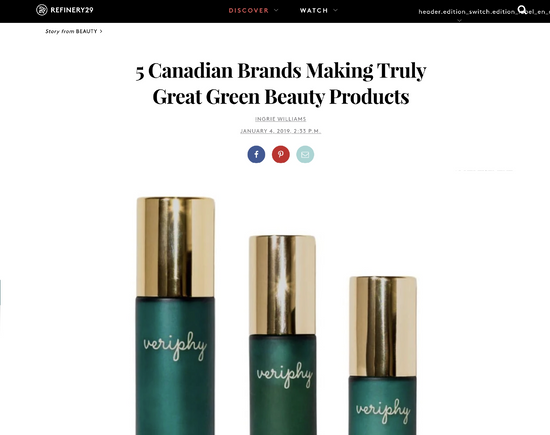 Veriphy Skincare featured in Refinery29