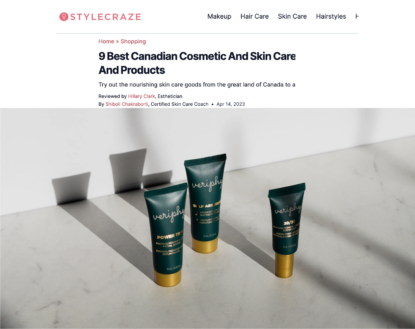 Veriphy Skincare featured in Two Classy Chics Blog